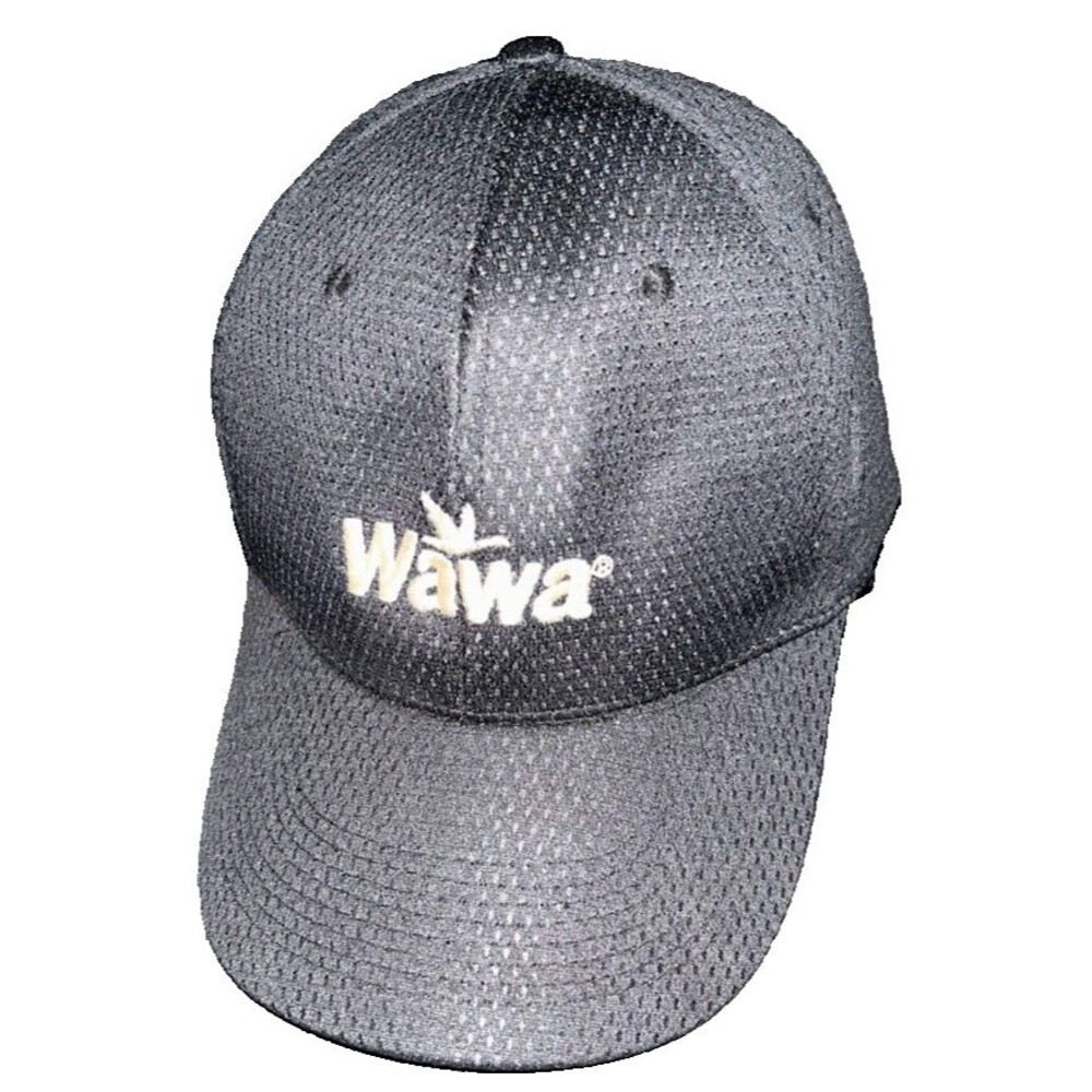 Wawa Black White Embroidered Logo Adjustable Hook Loop Baseball Ball Cap Hat